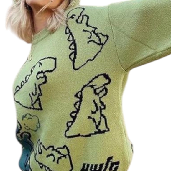 NWOT Aelfric Eden Green Dinosaur Sweater - Picture 1 of 7